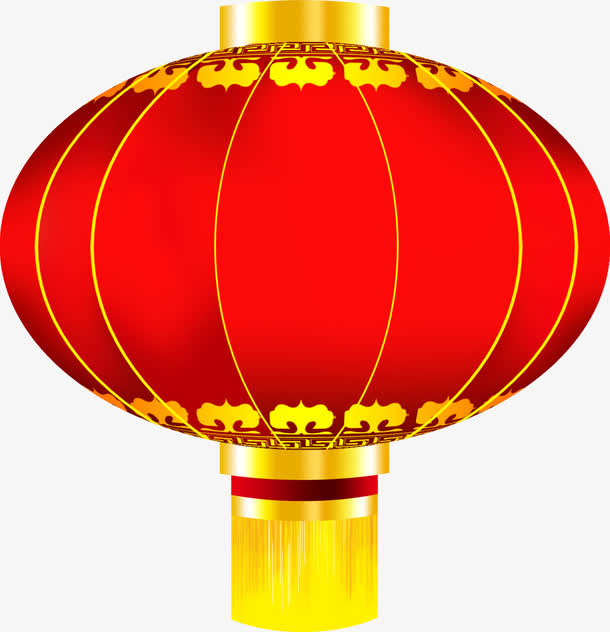 手绘红色元旦新年灯笼免抠