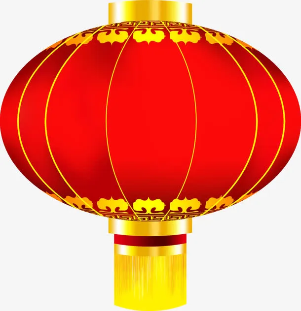 手绘红色元旦新年灯笼免抠