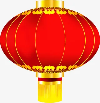 手绘红色元旦新年灯笼免抠