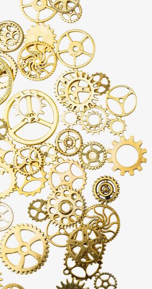 免抠质感金色齿轮素材免抠