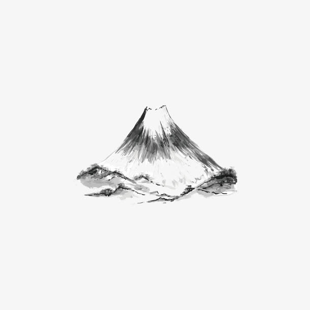 矢量水墨风日本富士山免抠