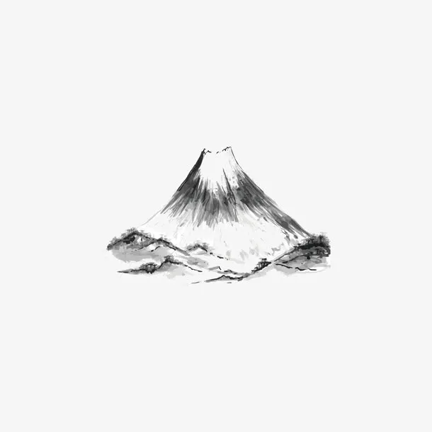 矢量水墨风日本富士山免抠