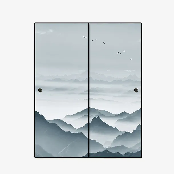 简约风推拉衣柜门免抠