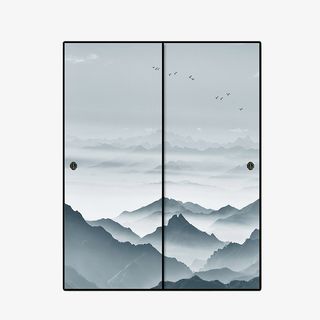 简约风推拉衣柜门免抠