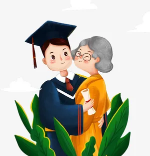 原创毕业季学士服男孩免抠