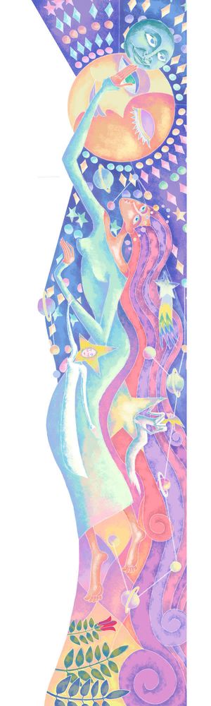 手绘治愈系画风插画免抠