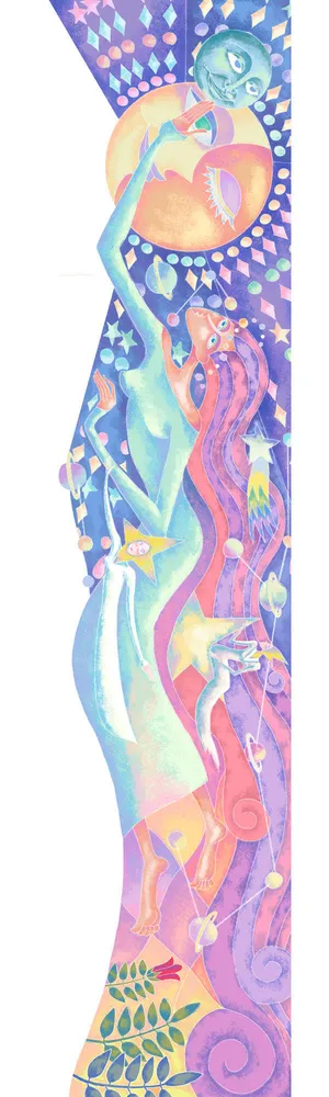 手绘治愈系画风插画免抠