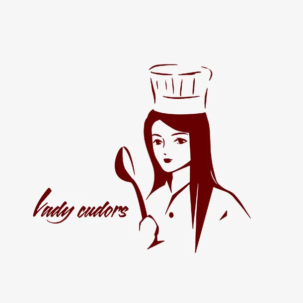 简笔手绘长发女性厨师免抠