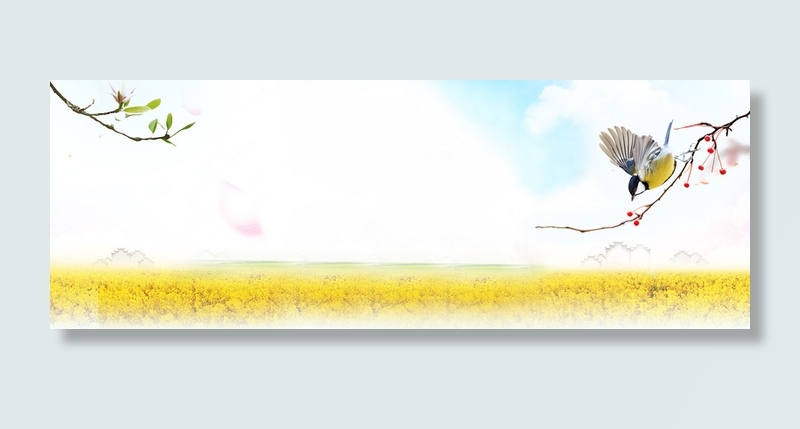 桃花节文艺小清新简约蓝banner高清
