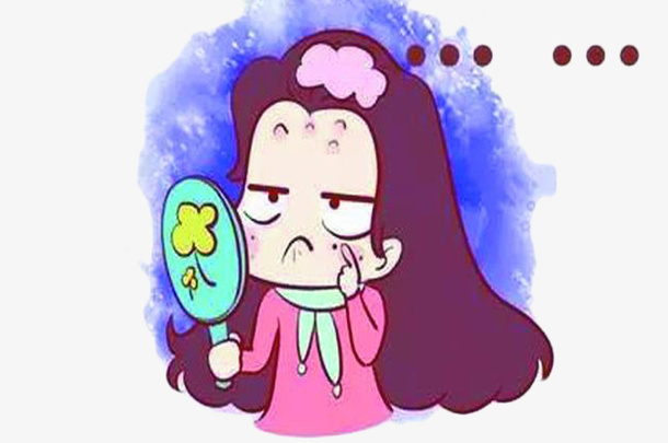 幽怨神情痛苦长痘痘免抠