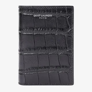 圣罗兰黑色牛皮男士鳄鱼纹卡包免抠