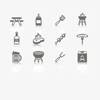 灰色线条烧烤串矢量免抠