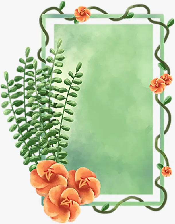 手绘对话框绿色植物素材免抠