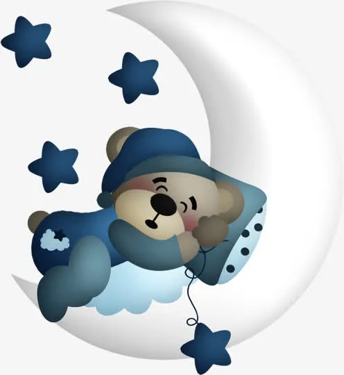 卡通小熊月亮免抠