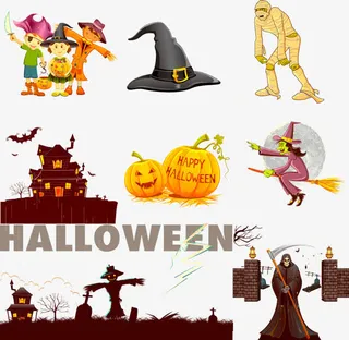矢量万圣节插画免抠