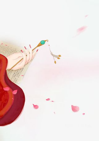 古风唯美水彩插画免抠