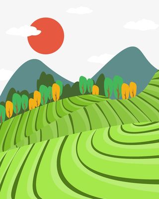 农田水稻田园风光免抠