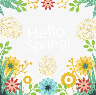 浪漫彩色春花海报免抠