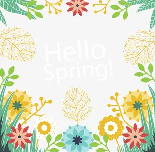 浪漫彩色春花海报免抠