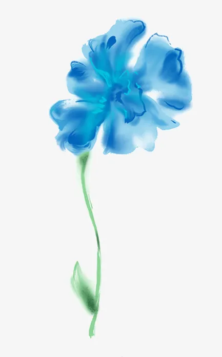 蓝色墨水花免抠