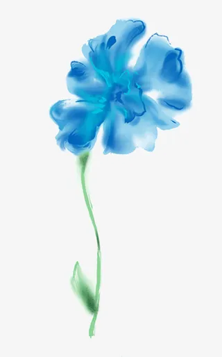 蓝色墨水花免抠
