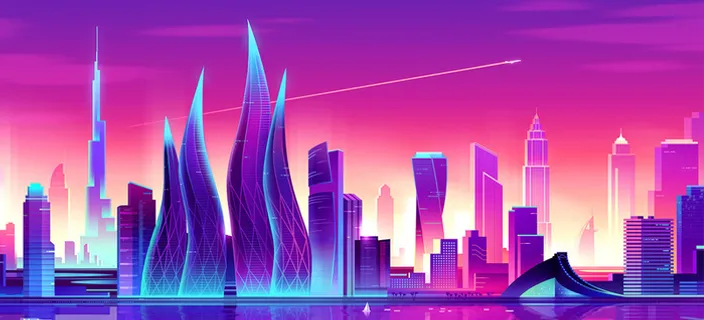 炫彩城市建筑背景装饰高清