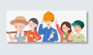 五一劳动节手绘人物插画劳动人民免抠