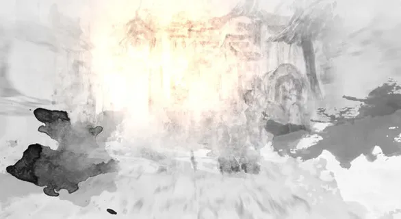 中国风风景水墨海报免抠