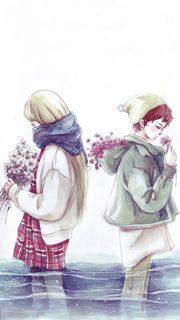 水彩围巾带帽情侣免抠