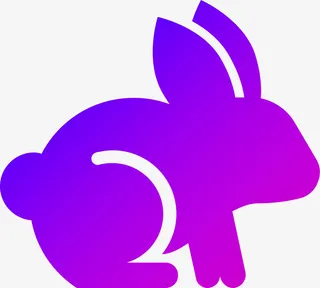 蓝紫色，渐变，兔子，矢量，放大，方便免抠