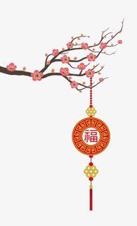 桃花灯笼图案免抠