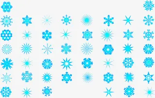 蓝色精美雪花免抠