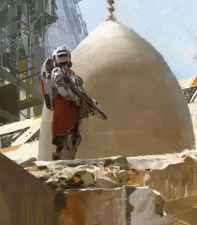 手绘宇航员插画大屏免抠