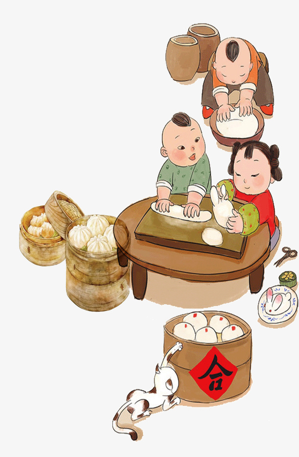 一起做小笼包免抠