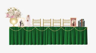 婚礼绿色签到桌免抠