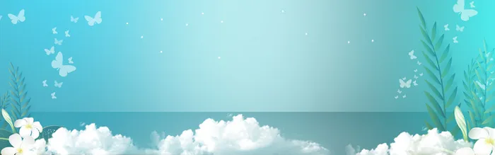 秋季女装大促销树叶白云蓝色banner高清