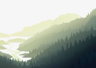 矢量清净森林山水素材免抠
