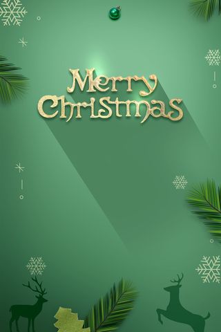 圣诞节绿色卡通促销雪花背景高清