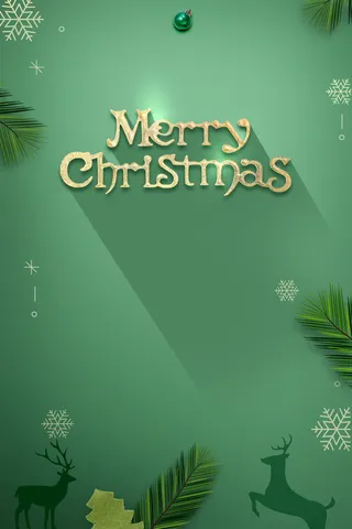 圣诞节绿色卡通促销雪花背景高清