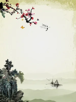 中国风上善若水梅花船背景高清