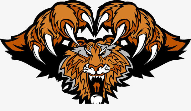 凶狠的老虎手绘免抠