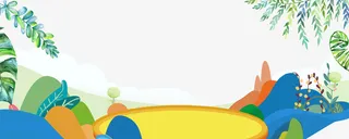 春天旅游手绘创意边框免抠