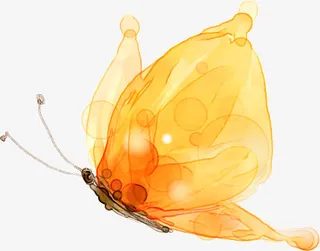 手绘梦幻黄色水彩蝴蝶免抠