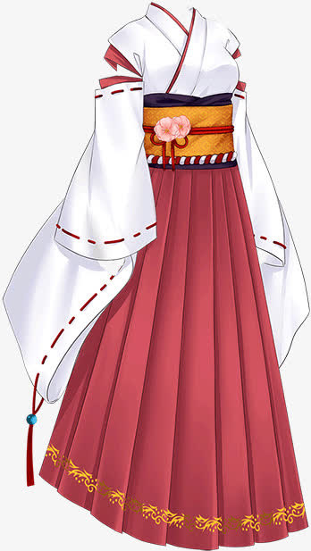 白色古装免扣和服服装免抠