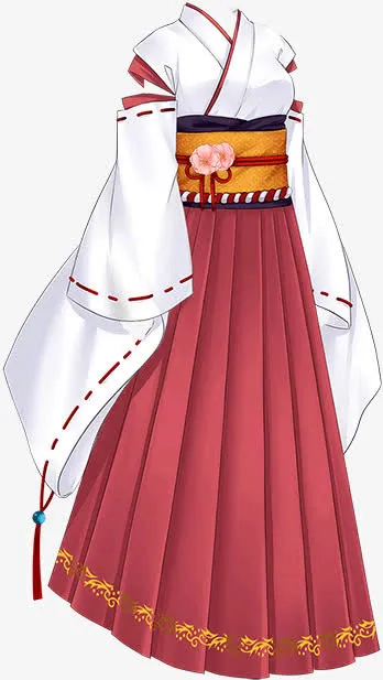 白色古装免扣和服服装免抠