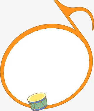 橙色音符边框免抠