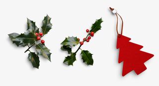 圣诞装饰绿叶圣诞树挂件免抠