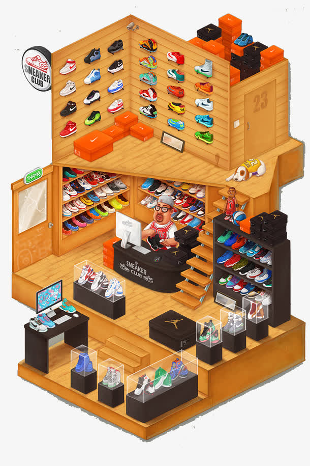 c4d商业街店铺模型免抠