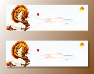 中国风龙腾飞banner背景高清