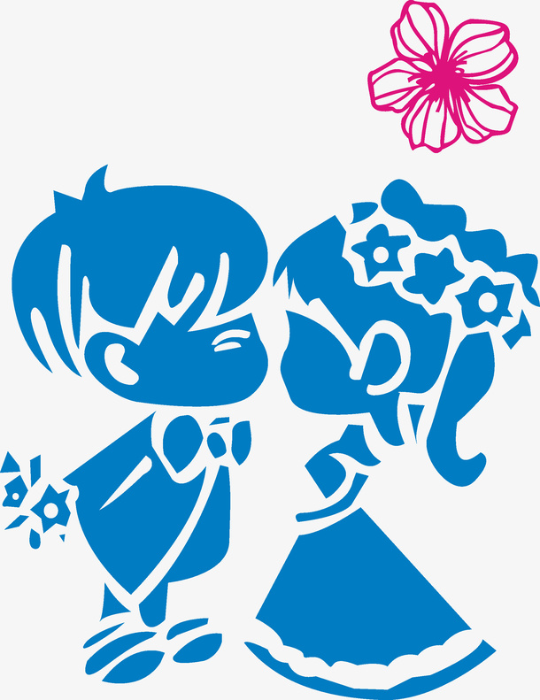 好看的蓝色婚礼剪影免费图片免抠